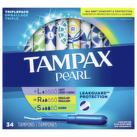 Tampax Pearl Trio Pack Tampons, 34 Each