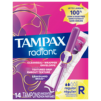 Tampax Radiant Regular Tampons, 14 Each