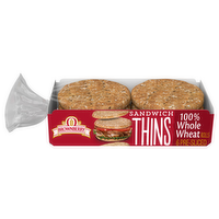 Brownberry 100% Whole Wheat Sandwich Thins Rolls, 6 Each