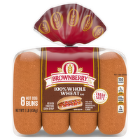 Brownberry Whole Grains 100% Whole Wheat Hot Dog Buns, 8 Each