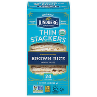Lundberg Family Farm Organic Brown Rice Thin Stackers Lightly Salted Rice Cakes, 6 Ounce