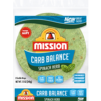 Mission Carb Balance Spinach Herb Tortilla Wraps, 8 Each