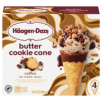 Haagen-Dazs Coffee Ice Cream Butter Cookie Cones, 4 Each