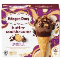 Haagen-Dazs Chocolate Ice Cream Butter Cookie Cones, 4 Each