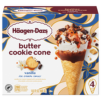 Haagen-Dazs Vanilla Ice Cream Butter Cookie Cones, 4 Each