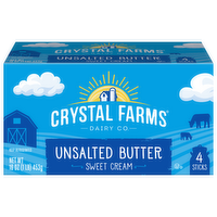 Crystal Farms Unsalted Sweet Cream Butter, 1 Pound