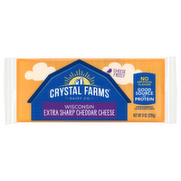 Crystal Farms Extra Sharp Cheddar Cheese Brick, 8 Ounce