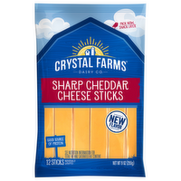 Crystal Farms Sharp Cheddar Cheese Sticks, 12 Each