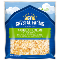 Crystal Farms Shredded 4 Cheese Mexican Style Blend, 32 Ounce