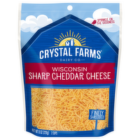 Crystal Farms Finely Shredded Wisconsin Sharp Cheddar Cheese, 8 Ounce