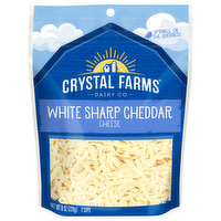 Crystal Farms Shredded Wisconsin White Sharp Cheddar Cheese, 8 Ounce