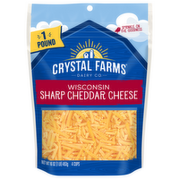 Crystal Farms Shredded Wisconsin Sharp Cheddar Cheese, 16 Ounce