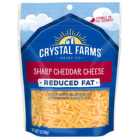 Crystal Farms Shredded Reduced Fat Sharp Cheddar Cheese, 7 Ounce