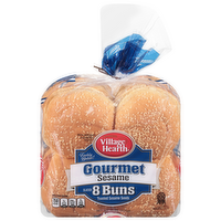 Village Hearth Gourmet Sesame Hamburger Buns, 8 Each