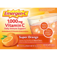 Emergen-C Immune Support Super Orange Drink Mix with 1000mg Vitamin C Dietary Supplement, 30 Each