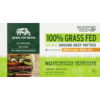 Grass Run Farms 100% Grass Fed Ground Beef Patties, 2 Pound