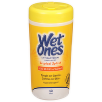 Wet Ones Antibacterial Hand Wipes Tropical Splash Scent, 40 Each