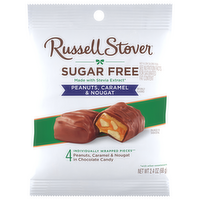 Russell Stover Sugar Free Peanuts, Caramel & Nougat Chocolate Candy, 2.4 Ounce