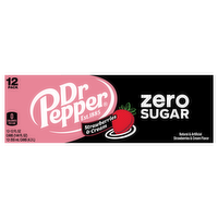 Dr Pepper Zero Sugar Strawberries & Cream Soda, 12 Each