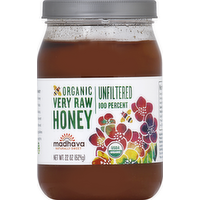 Madhava Organic Raw Unfiltered Honey, 22 Ounce