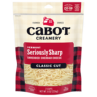 Cabot Shredded Seriously Sharp White Cheddar Cheese, 8 Ounce