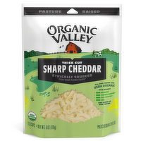 Organic Valley Thick Cut Off The Block Shredded Sharp Cheddar Cheese, 6 Ounce