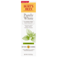 Burt's Bees Purely White Fluoride-Free Toothpaste Zen Peppermint, 4.7 Ounce