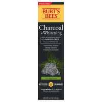 Burt's Bees Charcoal + Whitening Fluoride-Free Toothpaste Zen Peppermint, 4.7 Ounce