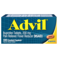 Advil Ibuprofen 200mg Caplets Pain Reliever and Fever Reducer, 100 Each