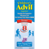 Advil Children's Grape Flavored Ibuprofen 100mg Oral Suspension Liquid, 4 Ounce