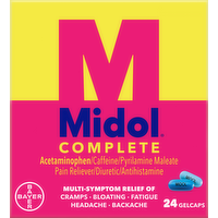 Midol Complete Maximum Strength Pain Reliever Gel Caps, 24 Each