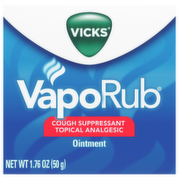 Vicks VapoRub Cough Suppressant Topical Analgesic Ointment, 1.76 Ounce