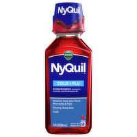 Vicks NyQuil Cold & Flu Nighttime Relief Cherry Liquid, 12 Ounce