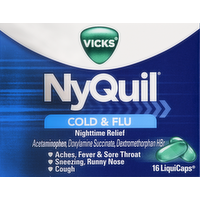 Vicks NyQuil Cold & Flu Nighttime Relief LiquiCaps, 16 Each