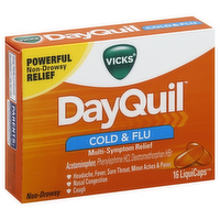 Vicks DayQuil Cold & Flu Non-Drowsy Relief LiquiCaps, 16 Each