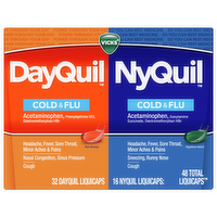 Vicks Dayquil Nyquil Cold & Flu Relief LiquiCaps Combo Pack, 48 Each