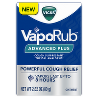 Vicks VapoRub Advanced Plus Cough Suppressant Topical Analgesic Ointment, 2.82 Ounce