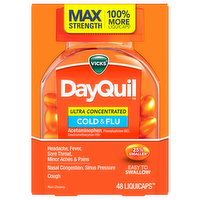 Vicks DayQuil Ultra Concentrated Cold & Flu Non-Drowsy LiquiCaps, 48 Each