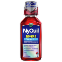 Vicks NyQuil Severe Cold & Flu Nighttime Relief Berry Liquid, 12 Ounce