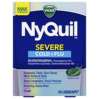 Vicks NyQuil Severe Cold & Flu Nighttime Relief LiquiCaps, 24 Each