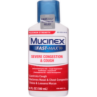 Mucinex Fast-Max Maximum Strength Severe Congestion & Cough Relief Liquid, 6 Ounce