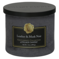 Gentlemen's Collection by Village Candle Leather & Musk Noir Candle, 14 Ounce