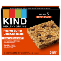 Kind Healthy Grains Peanut Butter Dark Chocolate Granola Bars, 5 Each