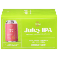 Gruvi Juicy IPA Non-Alcoholic Craft Beer, 6 Each