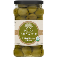 Divina Organic Pitted Green Olives, 6 Ounce