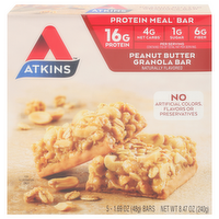 Atkins Peanut Butter Protein Meal Replacement Granola Bars, 5 Each