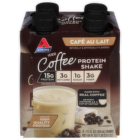 Atkins Cafe Au Lait Iced Coffee Protein Shakes, 4 Each