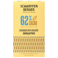 Scharffen Berger 62% Cacao Semisweet Dark Chocolate Baking Portions Bars, 4 Ounce