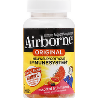 Airborne Gummies Original Immune Support Supplement Assorted Fruit Flavors, 42 Each