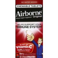 Airborne Original Berry Immune Support Supplement Chewable Tablets, 32 Each